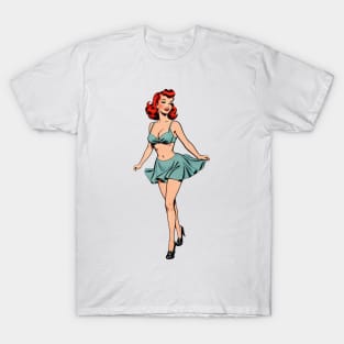 Cartoon Pinup Redhead T-Shirt